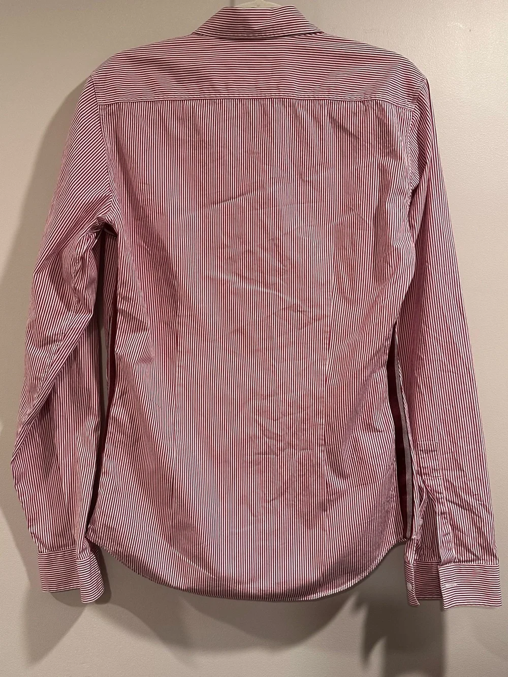 Gucci Red & White Stripe Button Shirt Side Stripe Skinny Fit Size 40 - 15 3/4